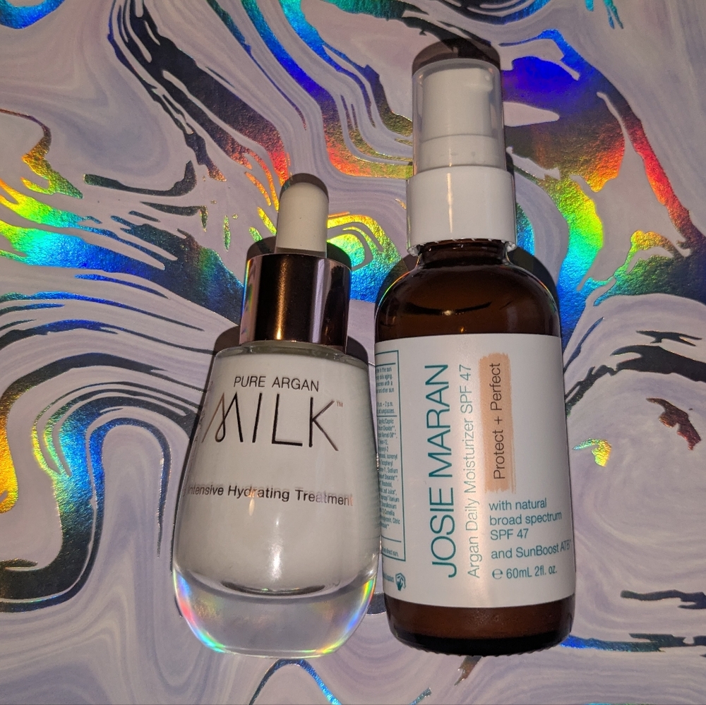 Set Of Josie Maran Pure Argan Oil Milk Daily Moisturized SPF 47 Protect Perfect